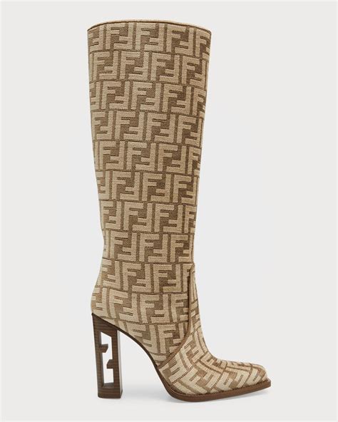 fendi thigh high boots ebay|fendi vitello jacquard knee boots.